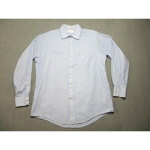 Burberrys of London Dress Shirt Mens 17-35 Blue Striped Classic Formal